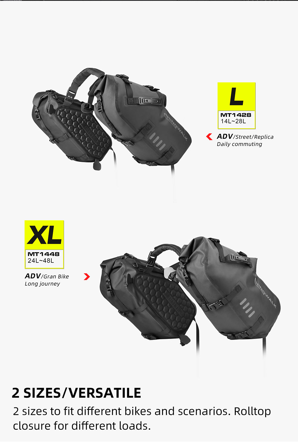 RhinoTrail XT – Dual Motorcycle Saddle Bags for Ultimate Touring