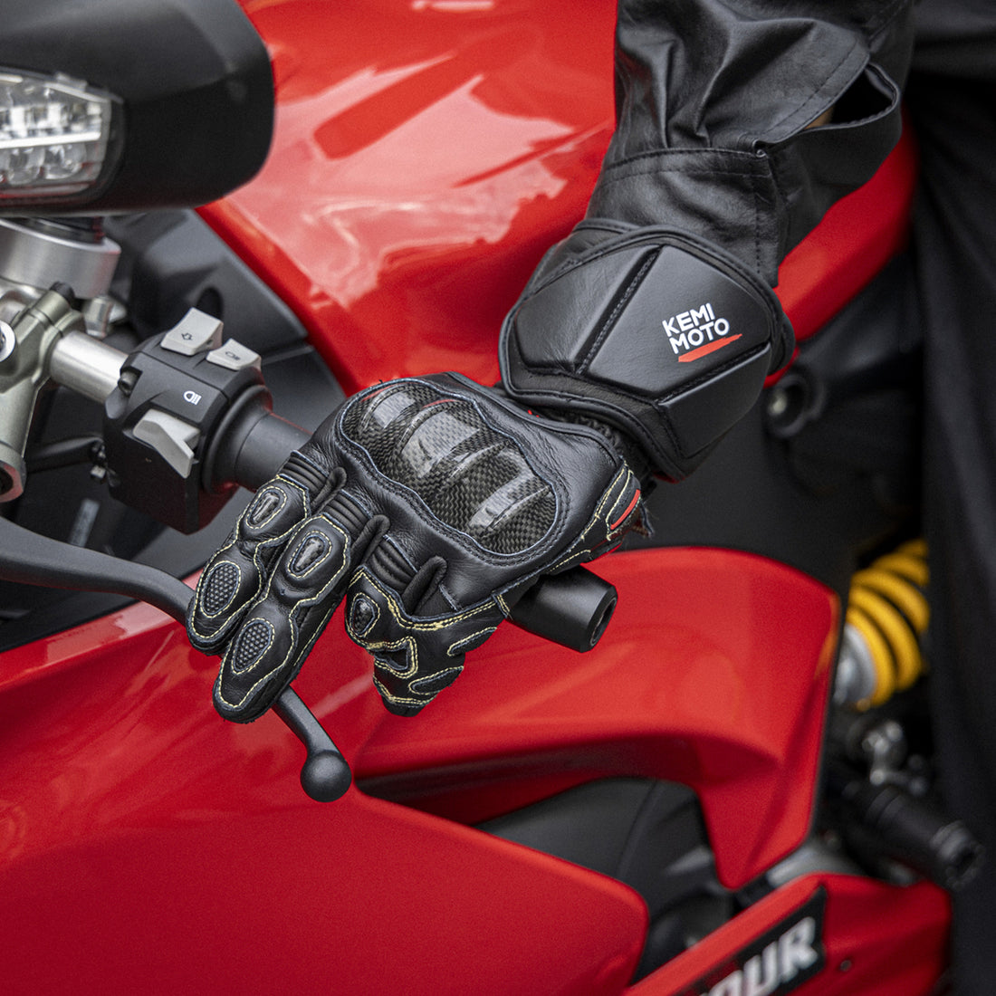 KEMIMOTO Apex-Pro Leather Racing Gloves – Precision, Grip & Protection