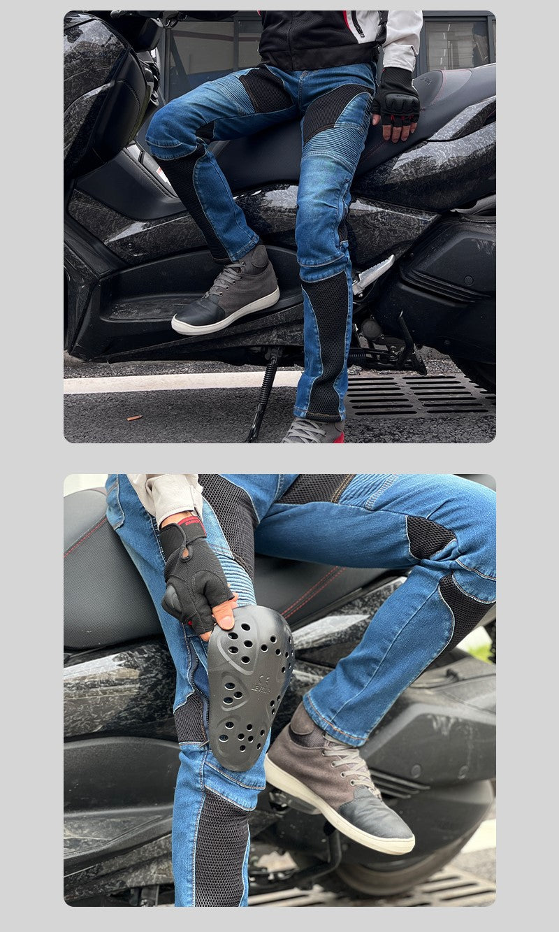 TitanGuard Kevlar Jeans – CE2 Armor & Reinforced Durability (BLUE/BLACK)