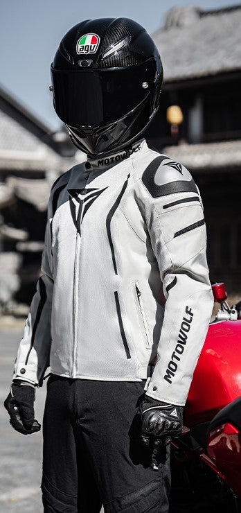 Motowolf Motorcycle Jacket – Pro-Grade Armor, Airflow Cooling & Sharp White