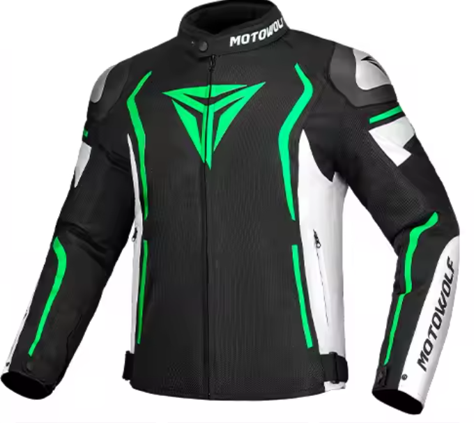 Motowolf Motorcycle Jacket – Pro-Grade Armor, Airflow Cooling & Sleek Green Styling!