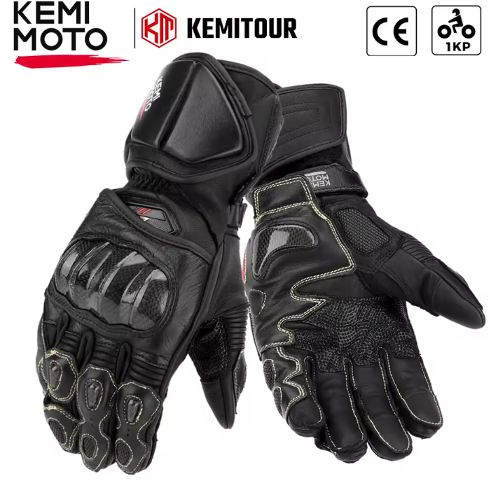 KEMIMOTO Apex-Pro Leather Racing Gloves – Precision, Grip & Protection
