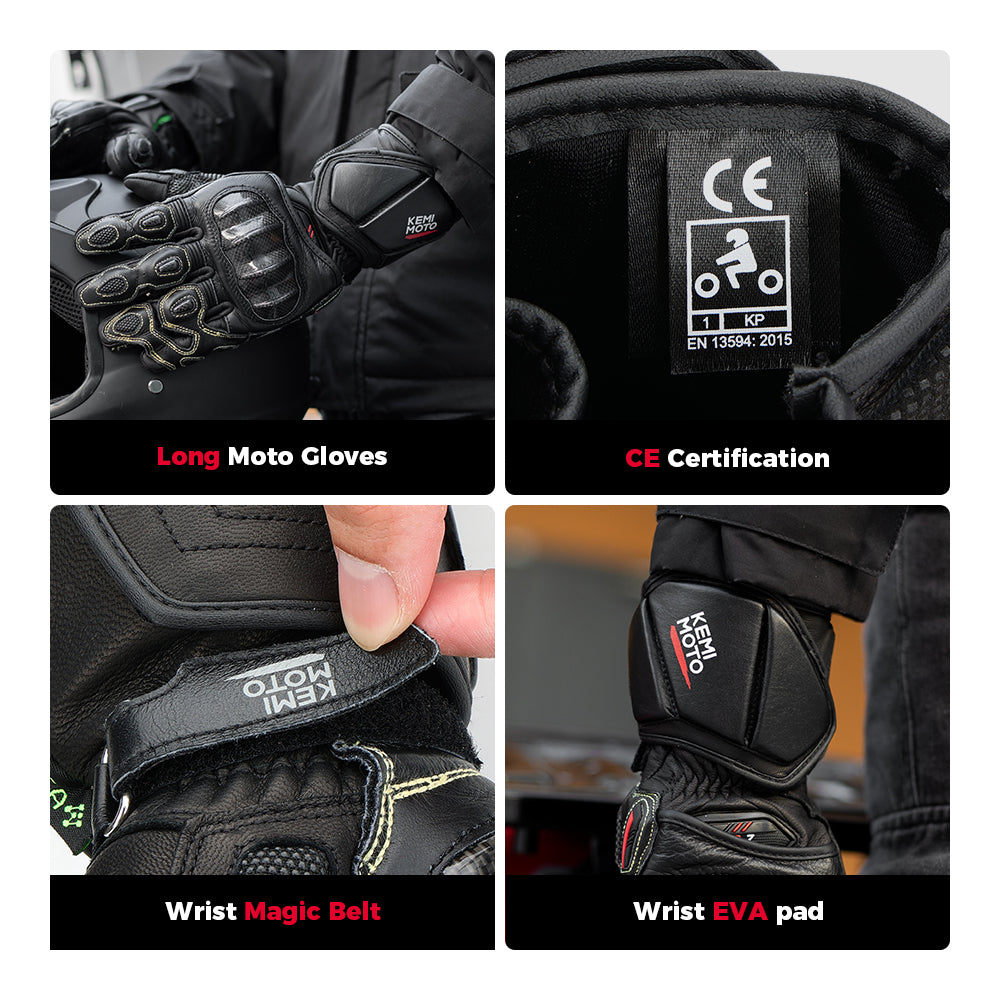 KEMIMOTO Apex-Pro Leather Racing Gloves – Precision, Grip & Protection