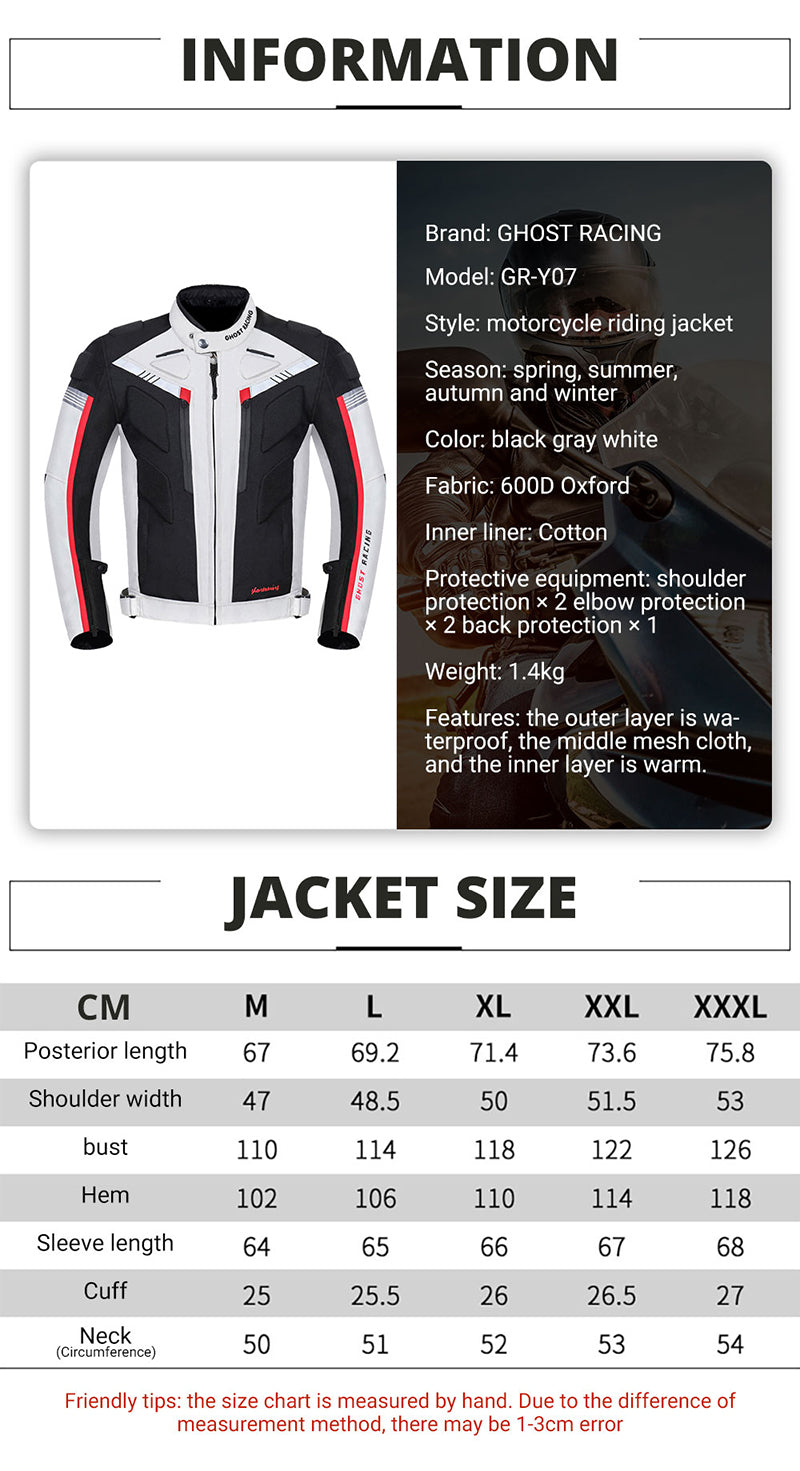 GHOST RACING -  Motorcycle Racing Jacket, WHITE, Protective Jacket, 2025 Season