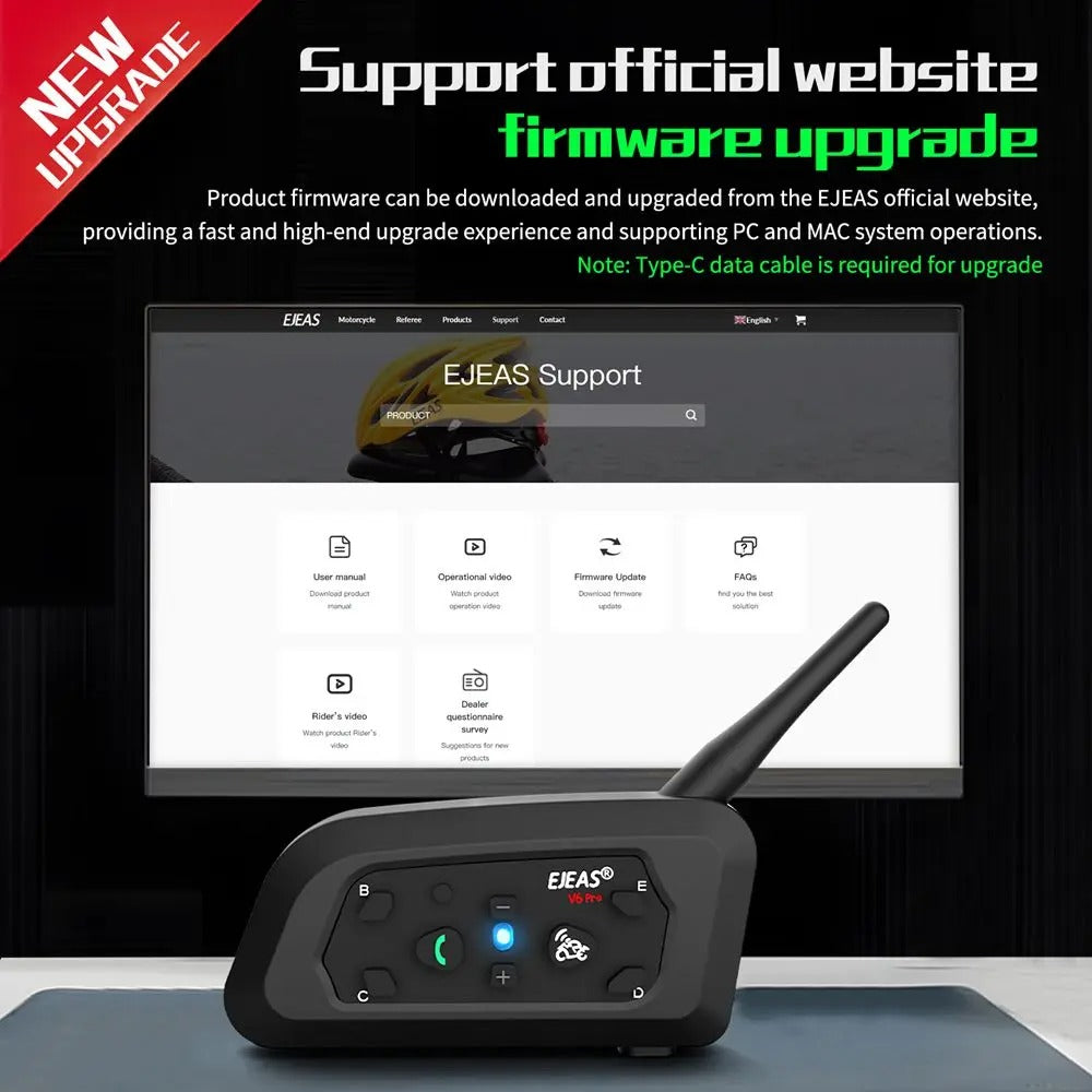 EJEAS V6PRO Motorcycle Bluetooth Helmet Headset Intercom