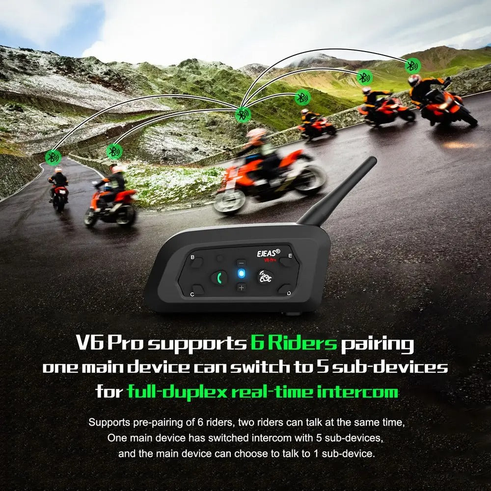 EJEAS V6PRO Motorcycle Bluetooth Helmet Headset Intercom