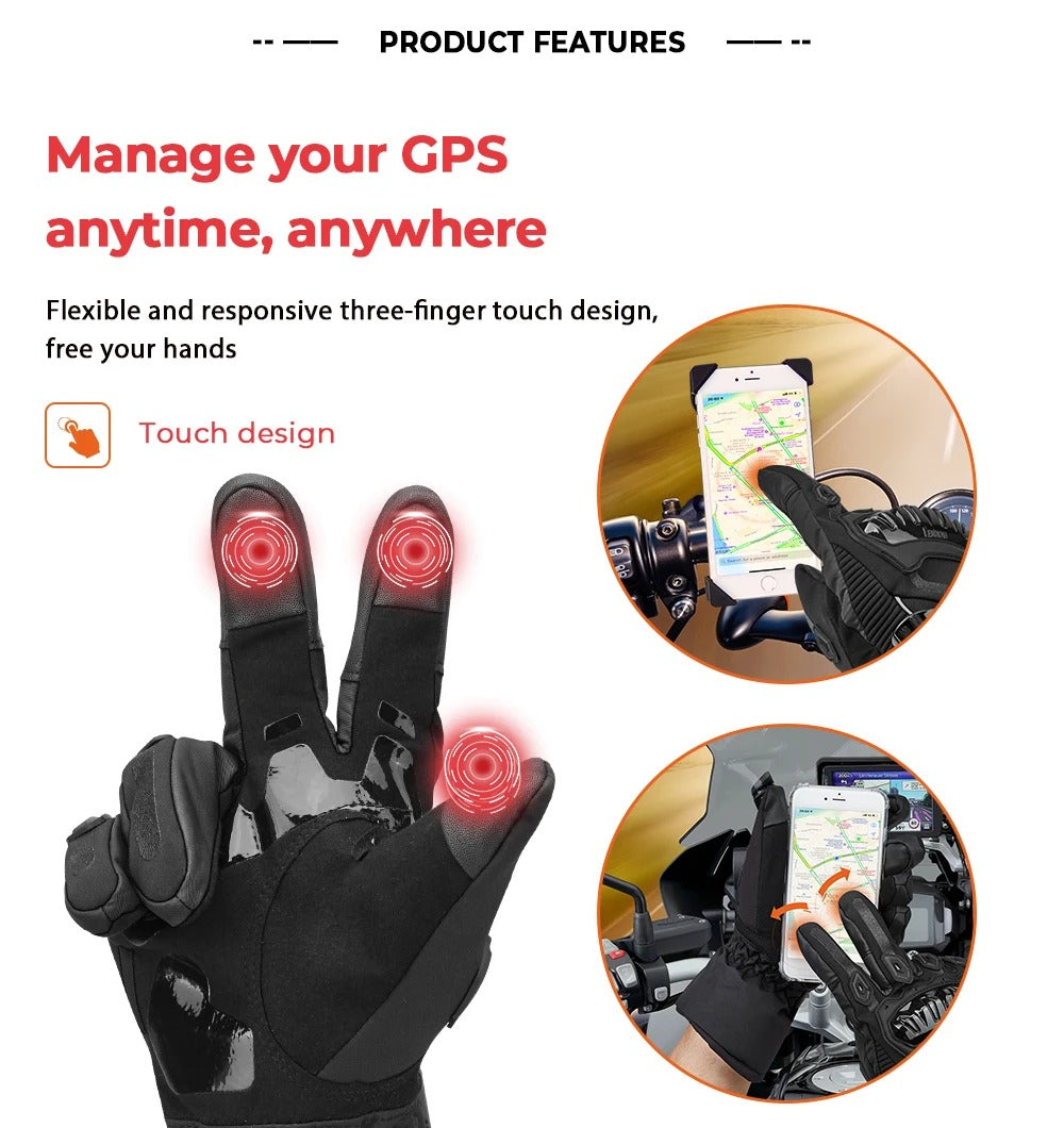 KemiMOTO (RED) - CE Approved, Triple Touch, LIMITED EDITION, Motorcycle Gloves