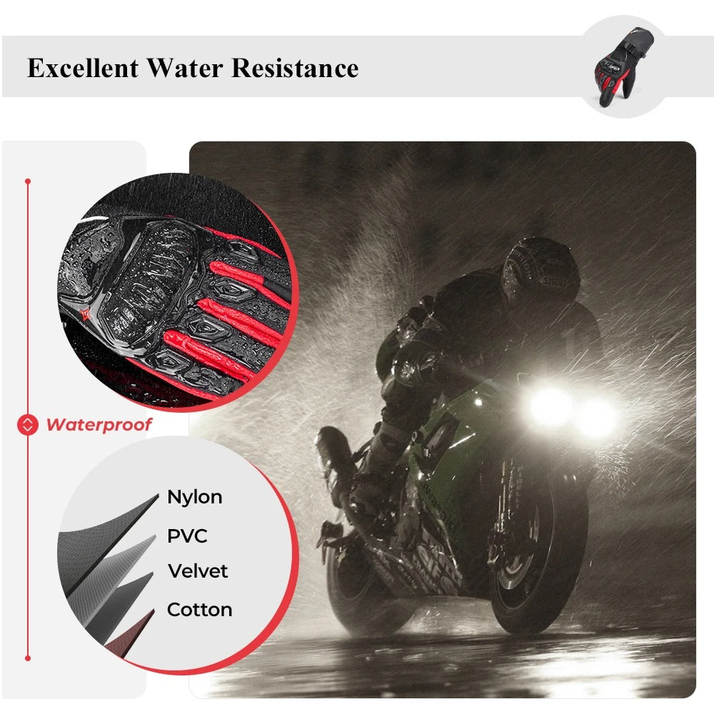 KemiMOTO (RED) - CE Approved, Triple Touch, LIMITED EDITION, Motorcycle Gloves