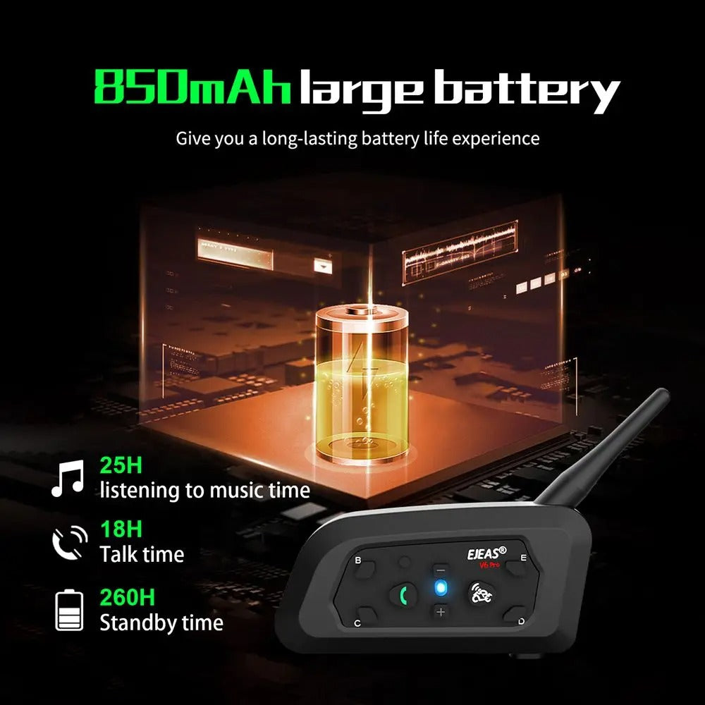 EJEAS V6PRO Motorcycle Bluetooth Helmet Headset Intercom