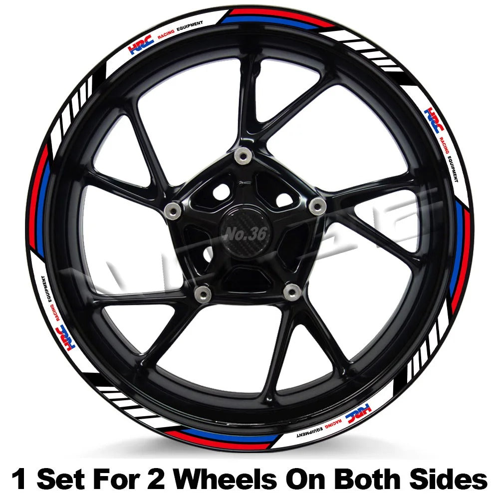 HONDA HRC Racing Wheel Decal Set – Precision Graphics for Honda Sportbikes (MULTIPLE COLOURS)
