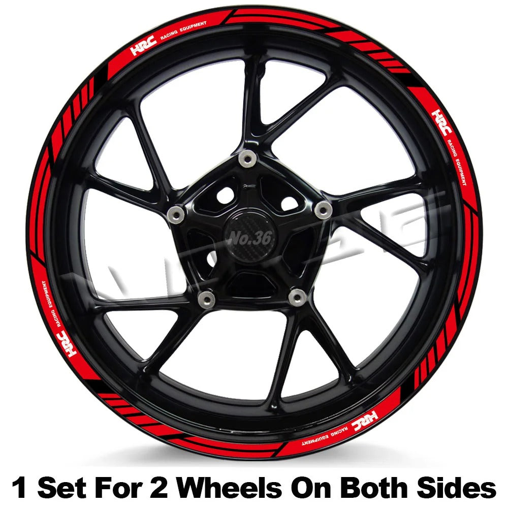 HONDA HRC Racing Wheel Decal Set – Precision Graphics for Honda Sportbikes (MULTIPLE COLOURS)