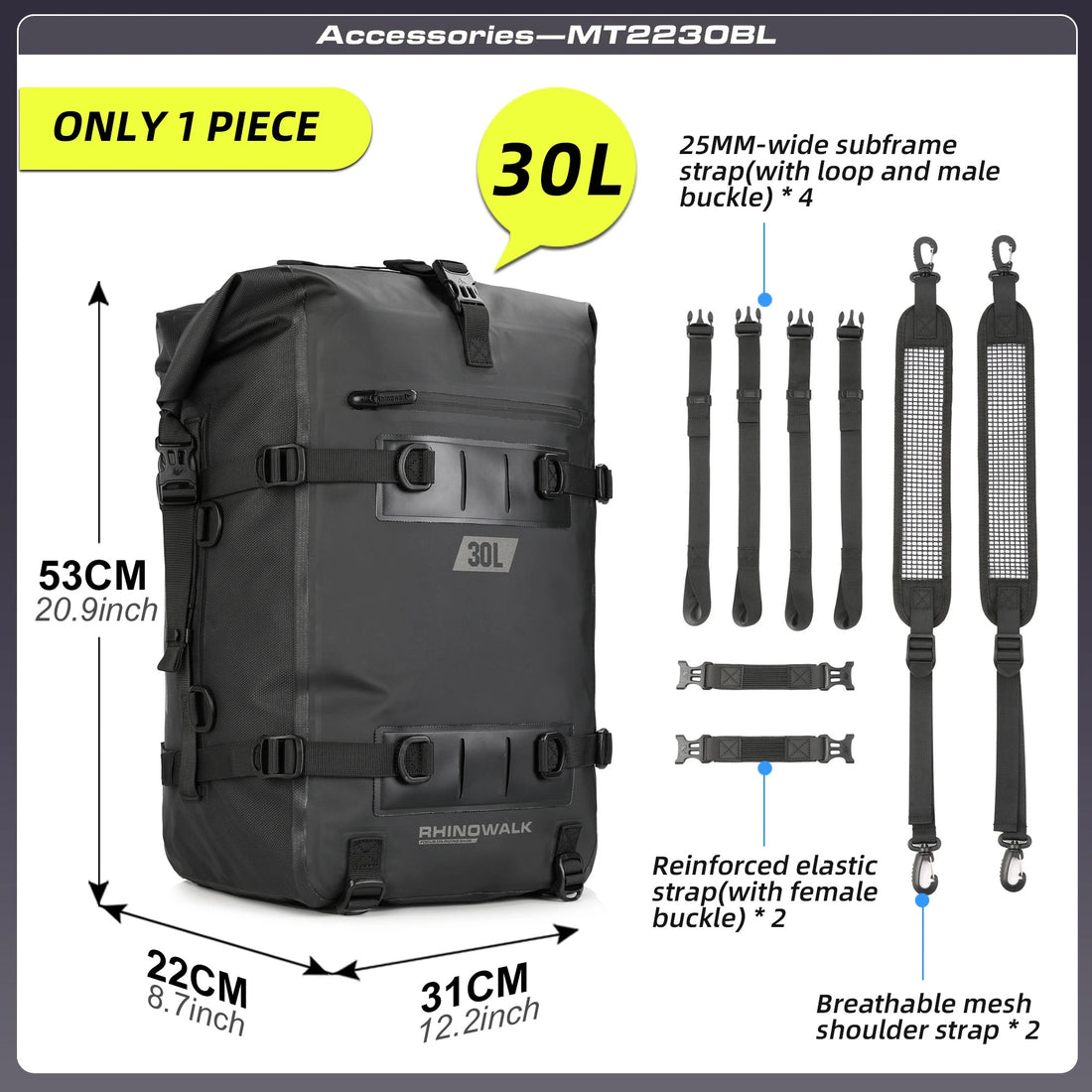 Rhinowalk DryCore Rider Series – 8L / 15L / 30L Waterproof Tail & Backpack (MULTIPLE COLOURS)