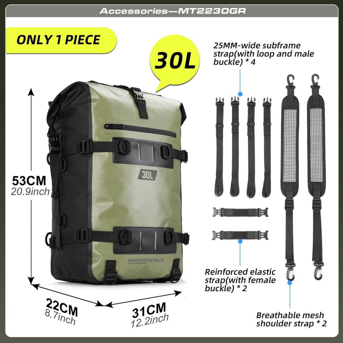 Rhinowalk DryCore Rider Series – 8L / 15L / 30L Waterproof Tail & Backpack (MULTIPLE COLOURS)