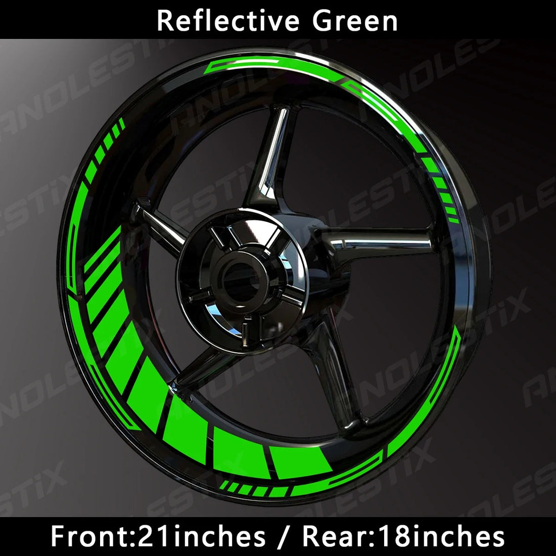 HyperGlow Reflective Rim Stripes – Ultra-Visible Motorcycle Wheel Decals (21"/18") MULTIPLE COLOURS