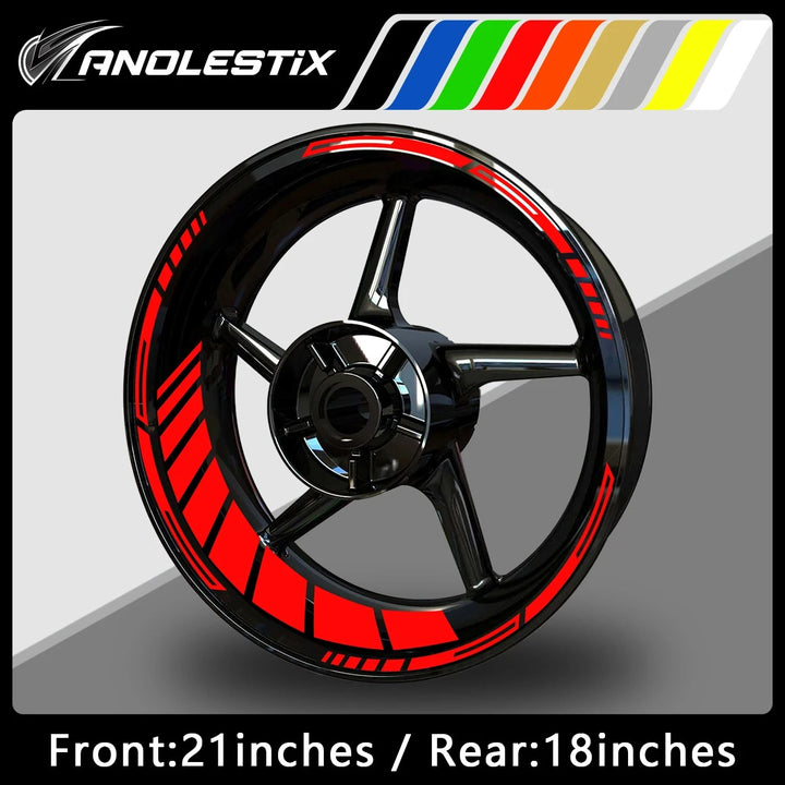 HyperGlow Reflective Rim Stripes – Ultra-Visible Motorcycle Wheel Decals (21"/18") MULTIPLE COLOURS