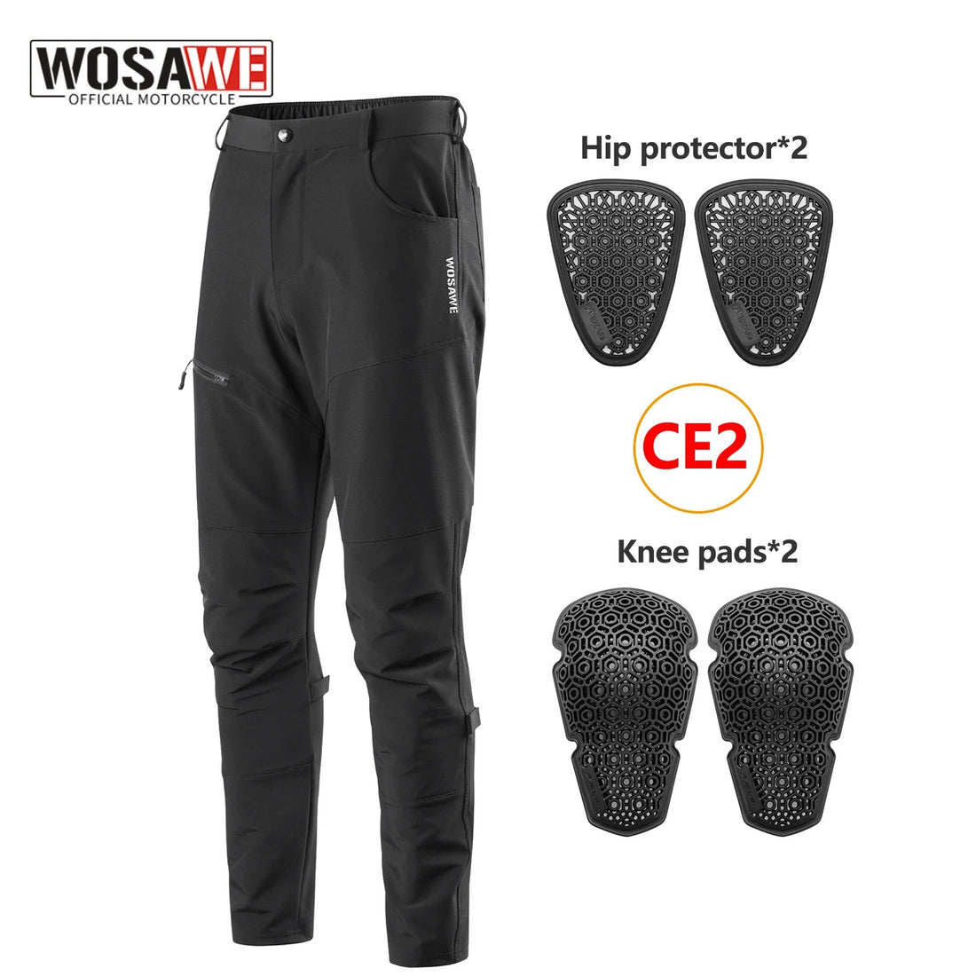 WOSAWE Men's Armored Motorcycle Pants – CE Removable Protection for Touring & Off-Road Adventure