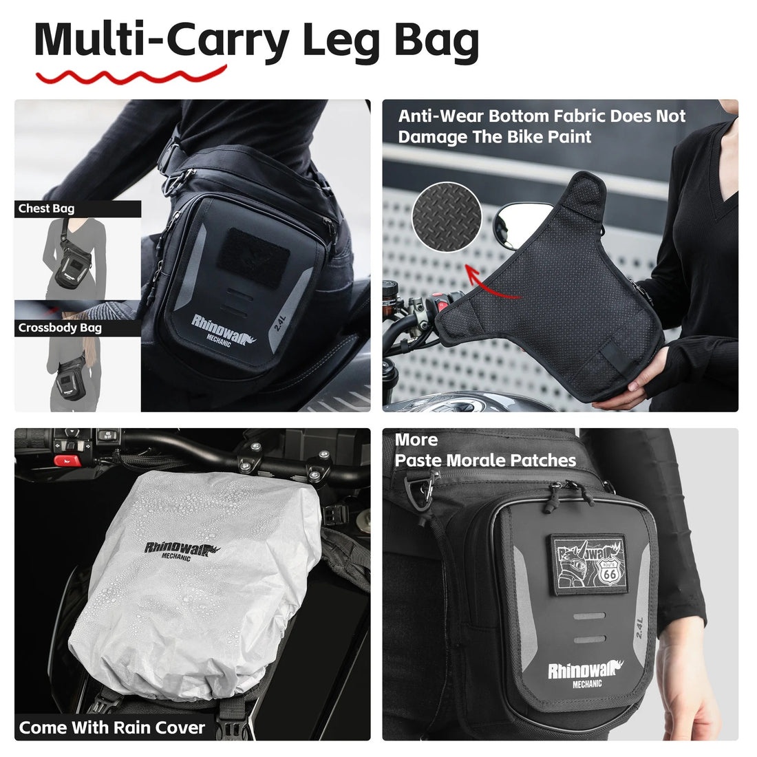 Rhinowalk X-Flow Hybrid Bag Highlights its fluid adaptability between leg, tank, and chest