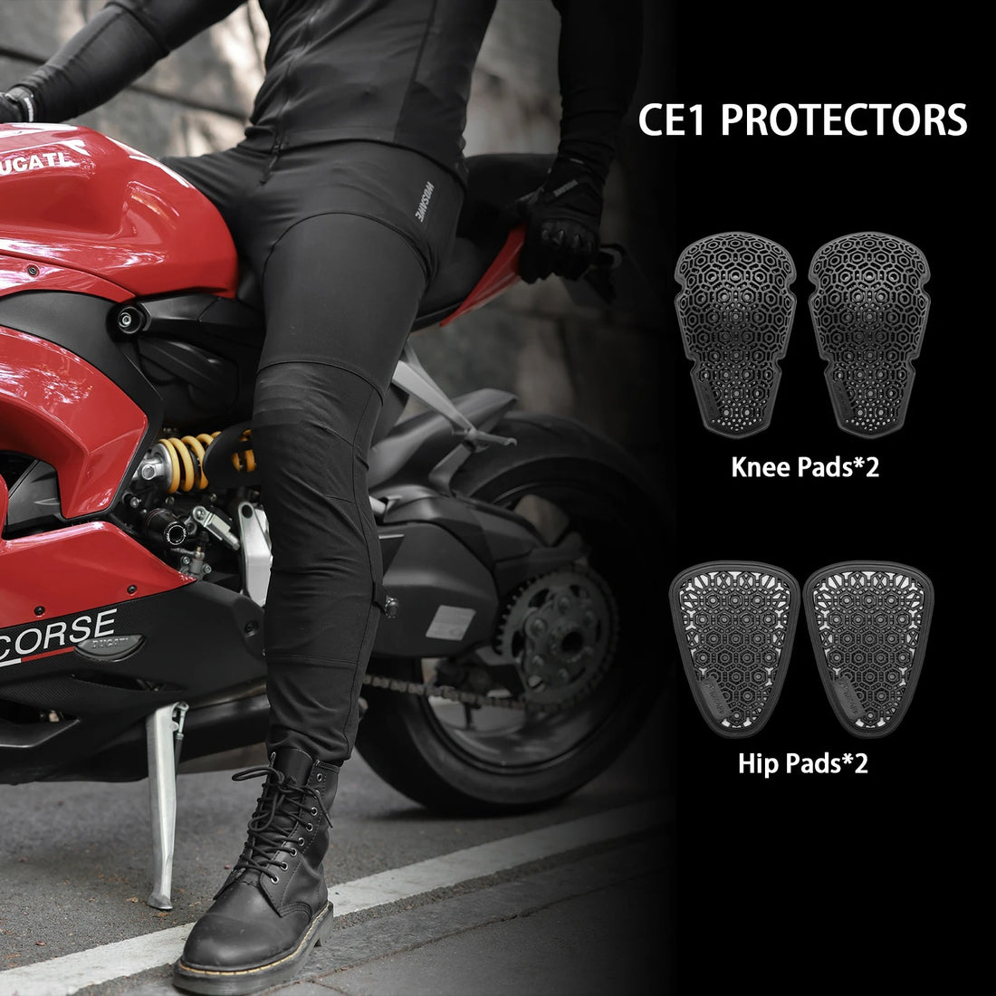 WOSAWE Men's Armored Motorcycle Pants – CE Removable Protection for Touring & Off-Road Adventure