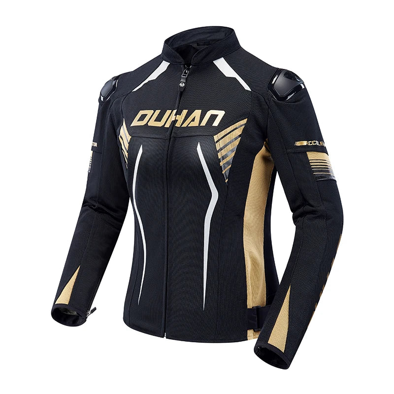 Duhan Womens Motorcycle Jacket – Golden Pro Edition