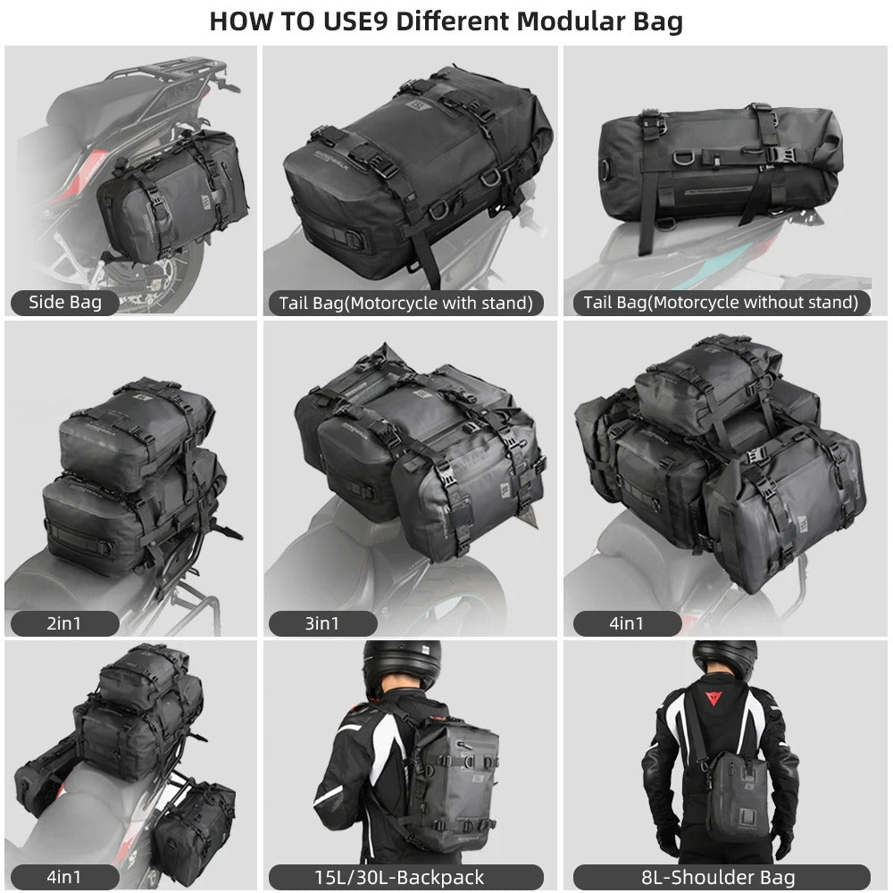 Rhinowalk DryCore Rider Series – 8L / 15L / 30L Waterproof Tail & Backpack (MULTIPLE COLOURS)