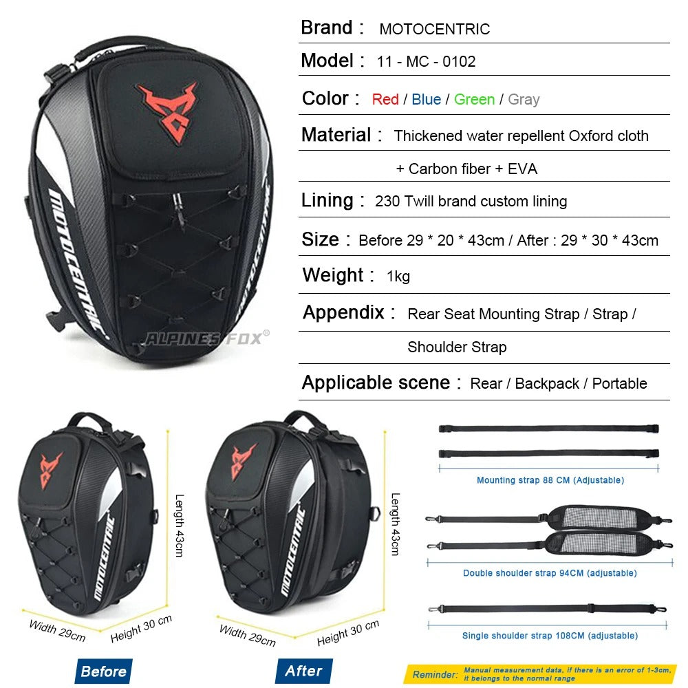 MotoCentric TrailVault – Secure Motorcycle-Mounted Travel Bag
