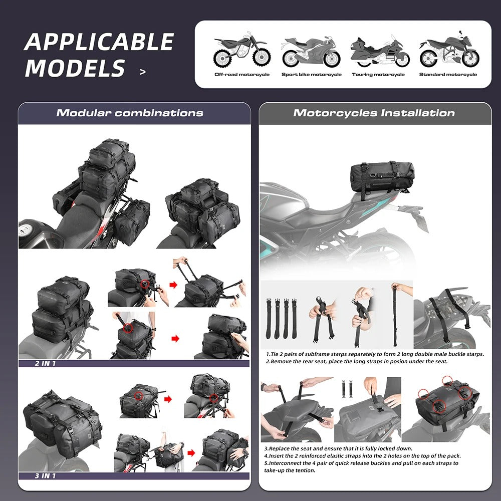 Rhinowalk DryCore Rider Series – 8L / 15L / 30L Waterproof Tail & Backpack (MULTIPLE COLOURS)