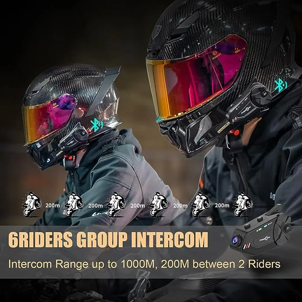FREEDCONN - RideLink Vision Pro – Bluetooth Intercom & Helmet Cam System (SINGLE + DOUBLE PACK)