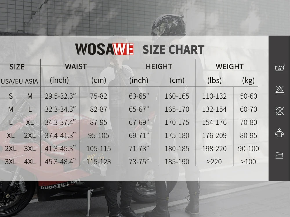 WOSAWE Men's Armored Motorcycle Pants – CE Removable Protection for Touring & Off-Road Adventure