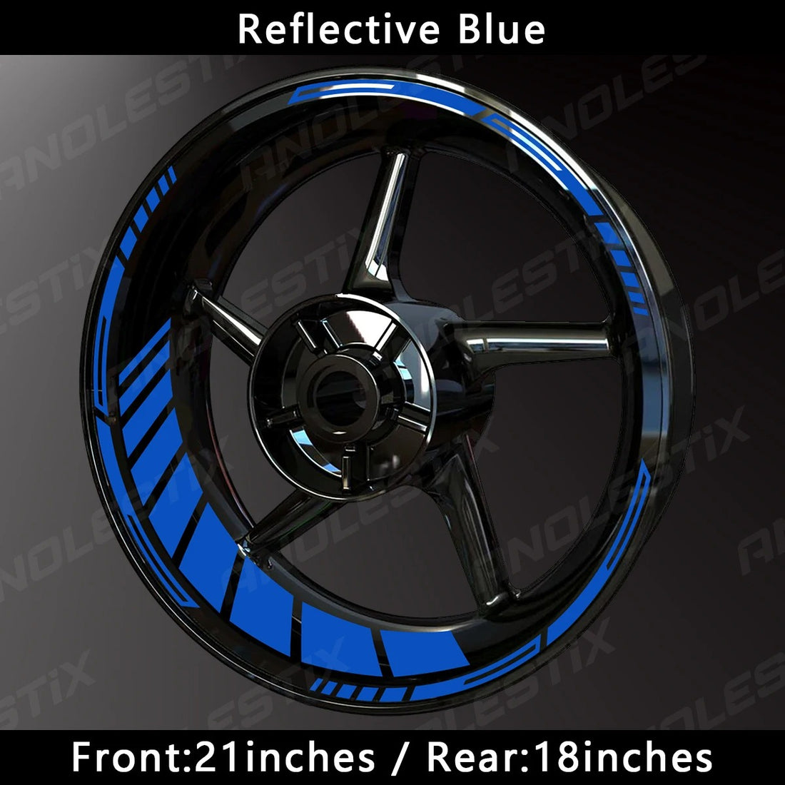 HyperGlow Reflective Rim Stripes – Ultra-Visible Motorcycle Wheel Decals (21"/18") MULTIPLE COLOURS