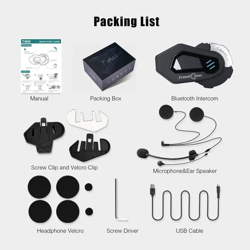FreedConn T-MAXS PRO – Bluetooth Motorcycle Intercom & Audio Headset