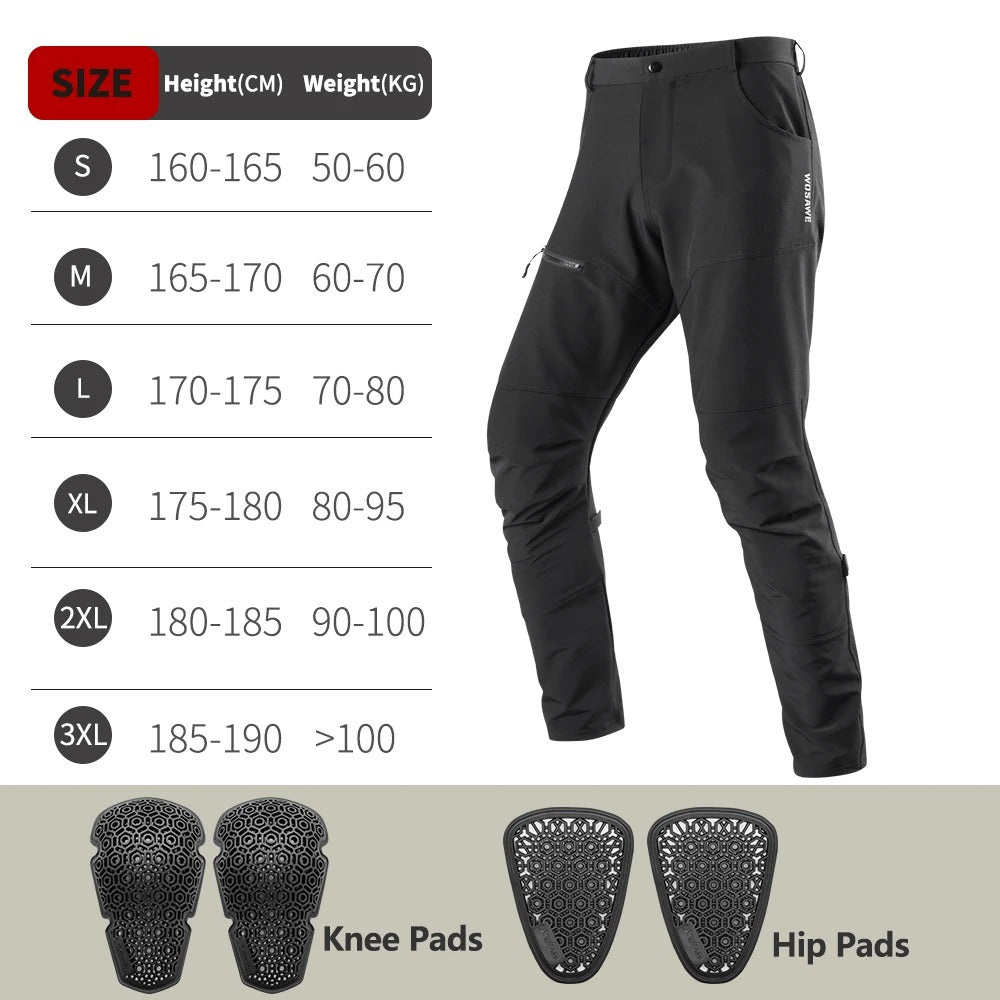 WOSAWE Men's Armored Motorcycle Pants – CE Removable Protection for Touring & Off-Road Adventure