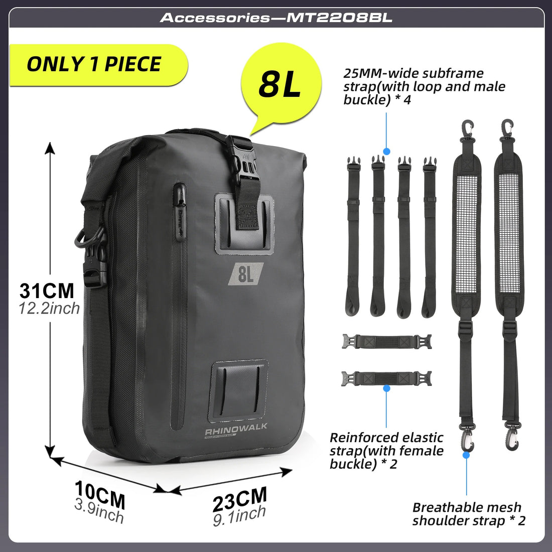 Rhinowalk DryCore Rider Series – 8L / 15L / 30L Waterproof Tail & Backpack (MULTIPLE COLOURS)