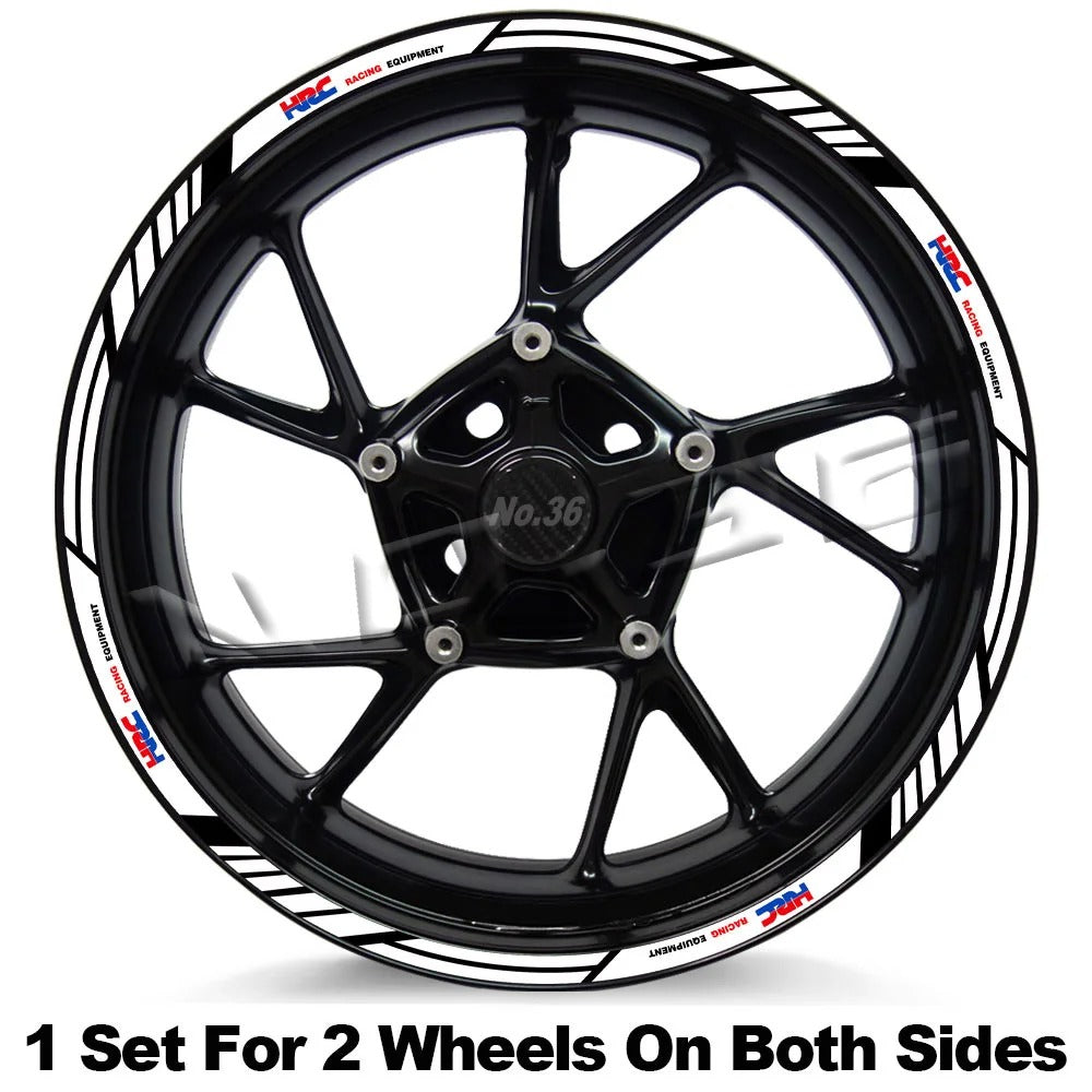 HONDA HRC Racing Wheel Decal Set – Precision Graphics for Honda Sportbikes (MULTIPLE COLOURS)