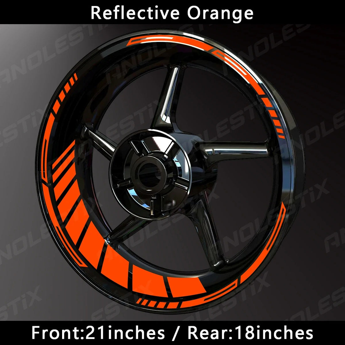 HyperGlow Reflective Rim Stripes – Ultra-Visible Motorcycle Wheel Decals (21"/18") MULTIPLE COLOURS